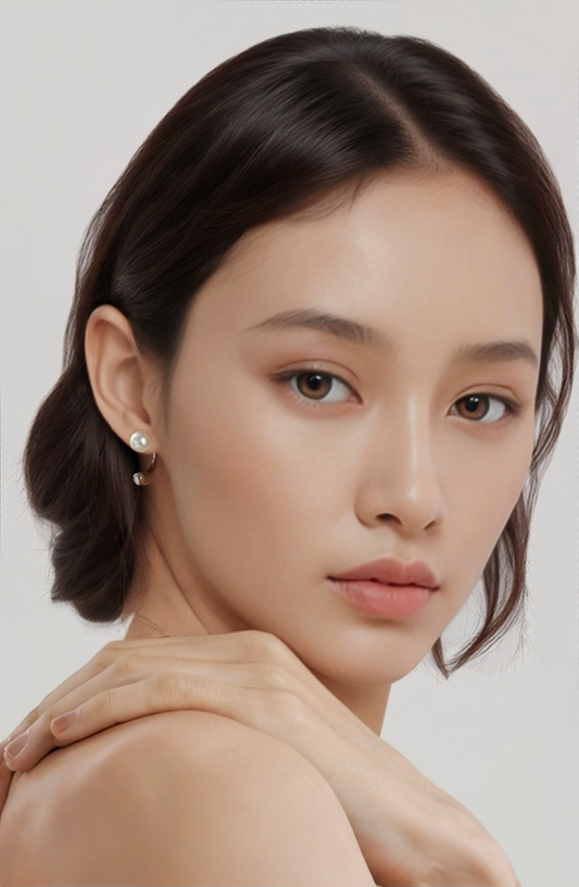 JW21721- S925純銀弧形兩用珍珠耳環