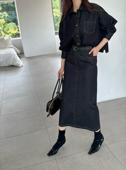 ST21829- 韓國街頭感工裝風牛仔套裝