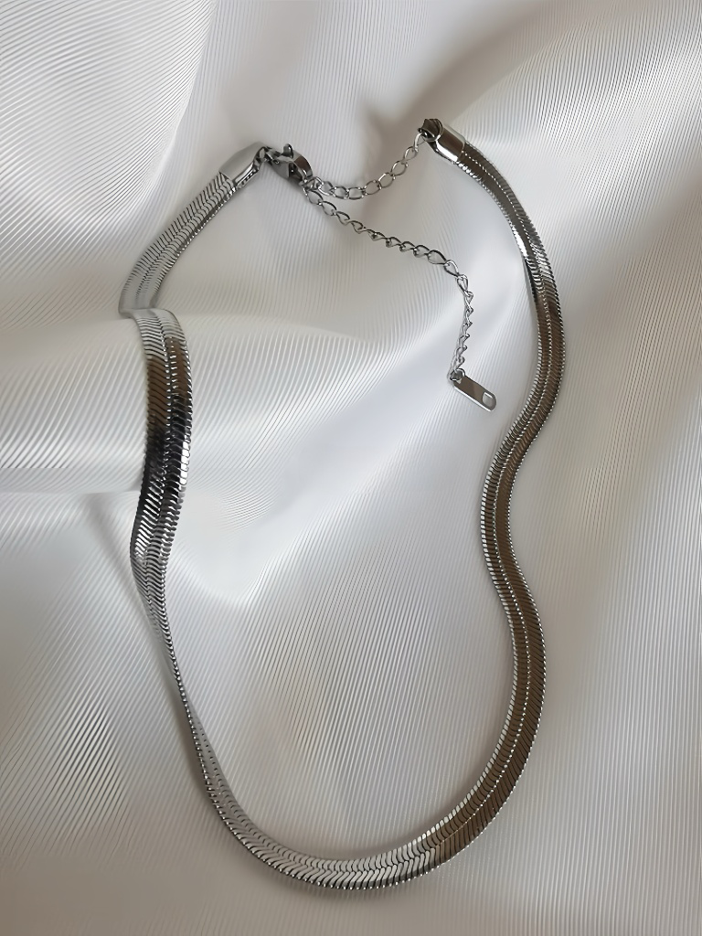 JW21681- S925純銀扁蛇骨項鍊4.5mm (2色)