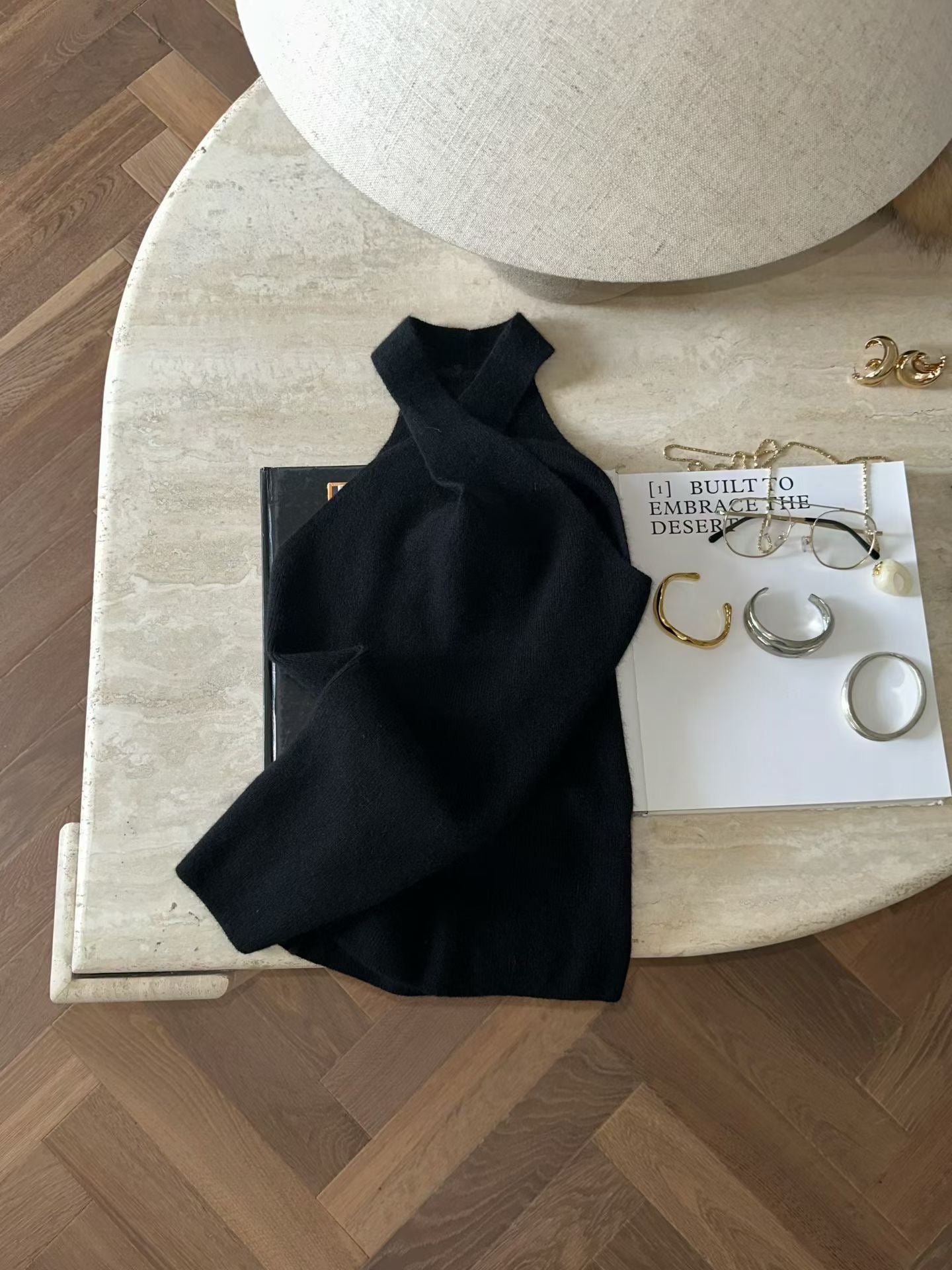 TP22076B- 韓國交叉帶時髦露肩修身顯瘦針織背心