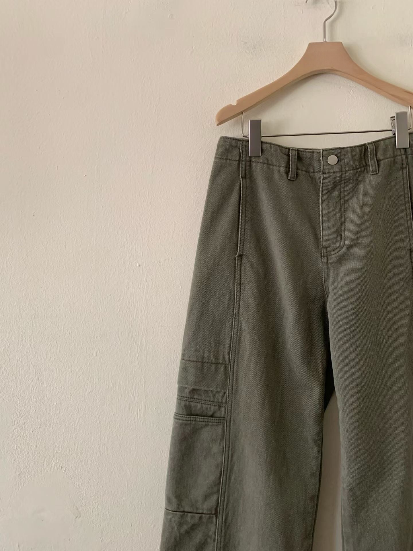 DN21983a- 韓國寬鬆工裝風牛仔闊腿褲