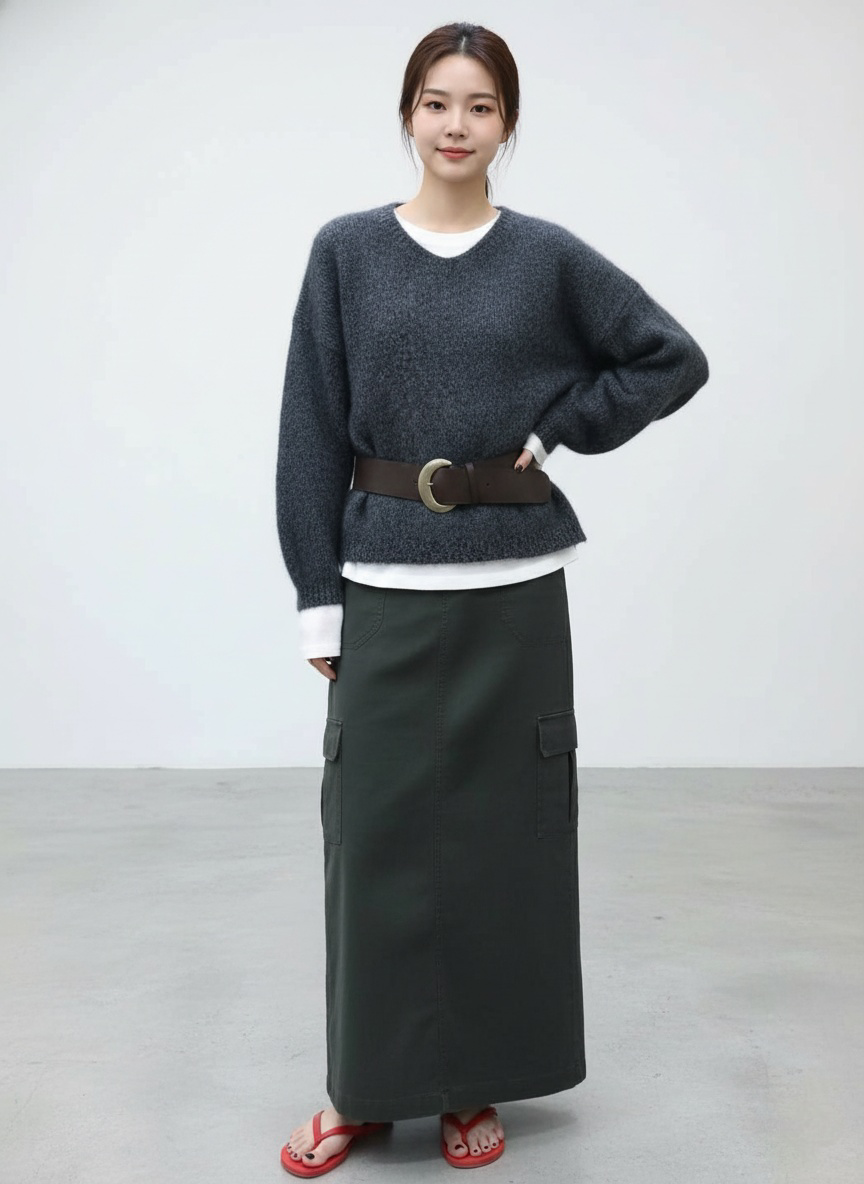 AC22022- 韓國大器優雅麂皮質感寬版金屬釦腰帶