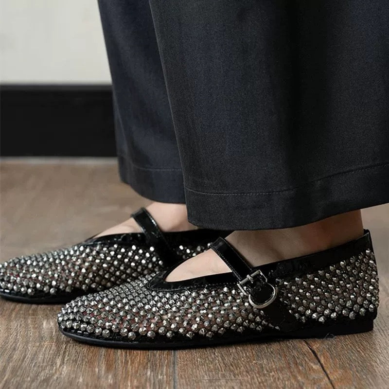 SH21288 - Dazzling Water Diamond Mary Jane Shoes (Women's), Fashionable Diamond-Embellished Flat Shoes