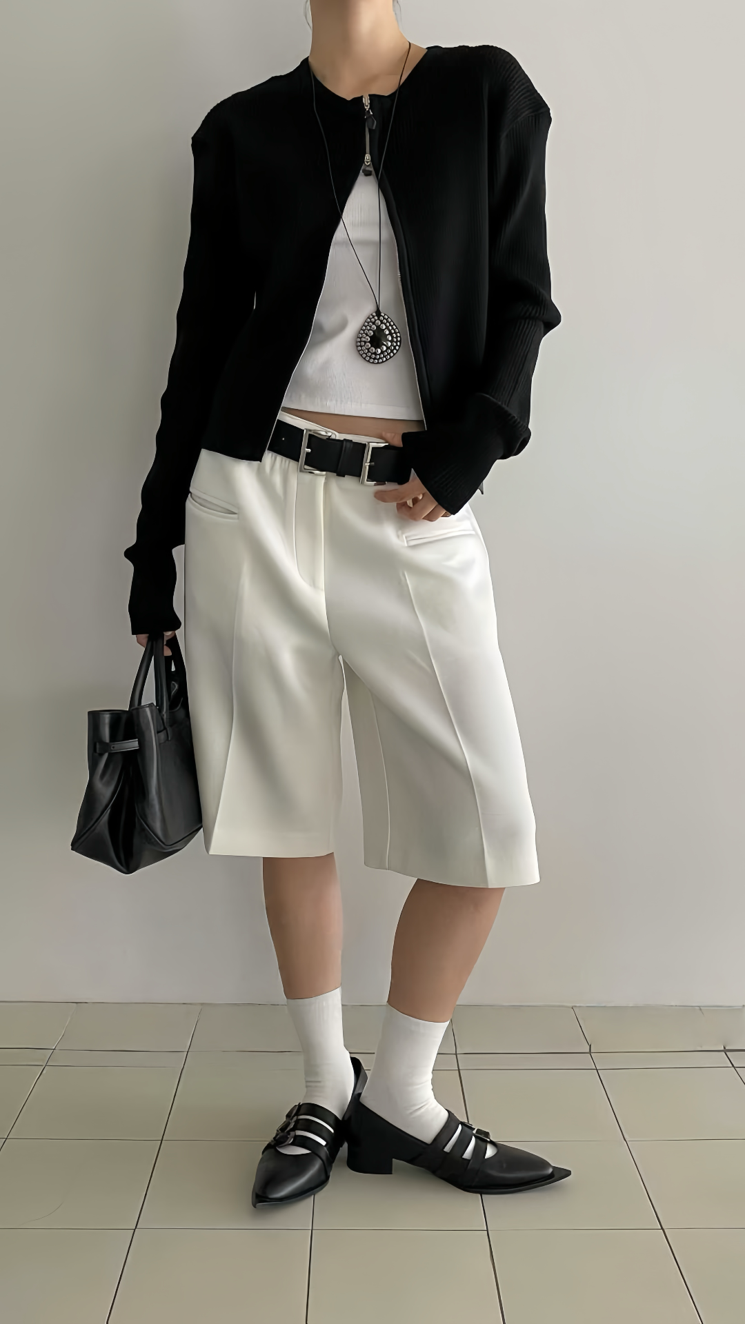 PT21879 - Korean Fashion Versatile High-Waisted Slimming Casual Bermuda Shorts (Without Waistband)