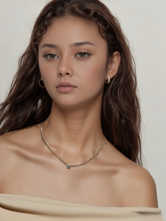 JW21622- 高品質純銀1克拉莫桑鑽項鍊