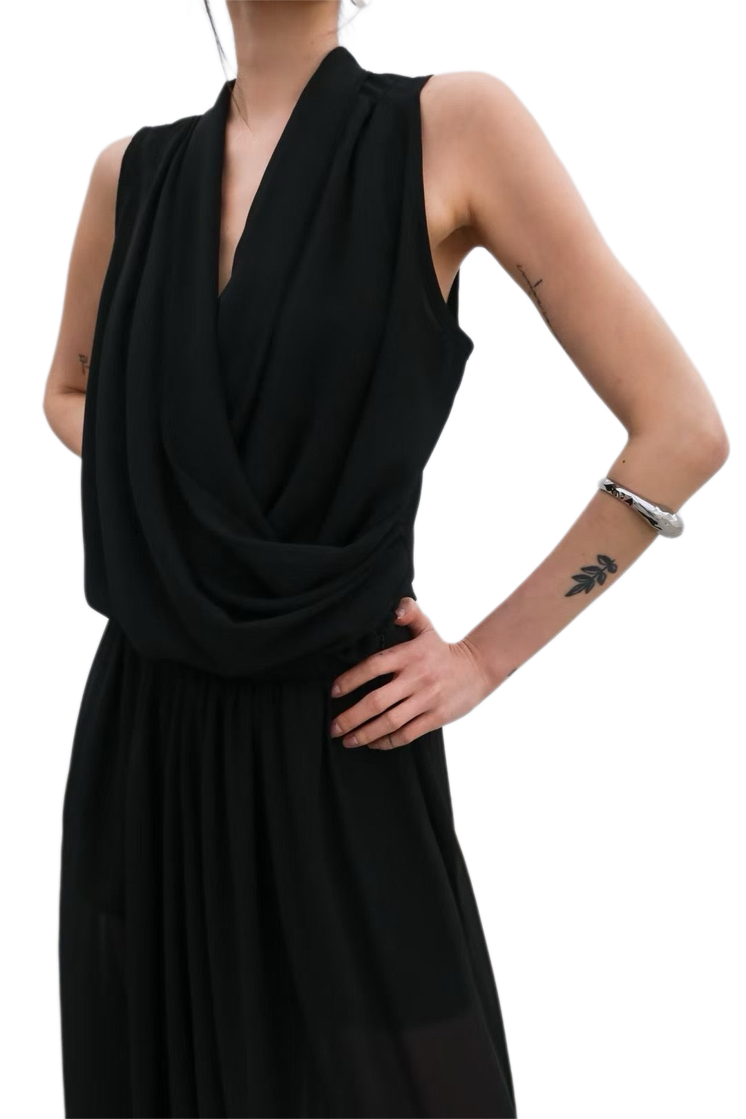 ST21295 - Elegant Draped V-Neck Sleeveless Top