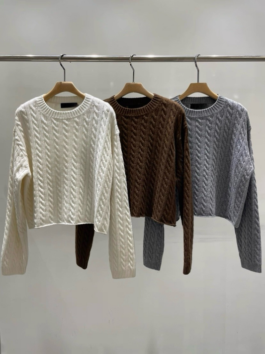 ST21972- 韓國設計師款學院風麻花編織針織套裝