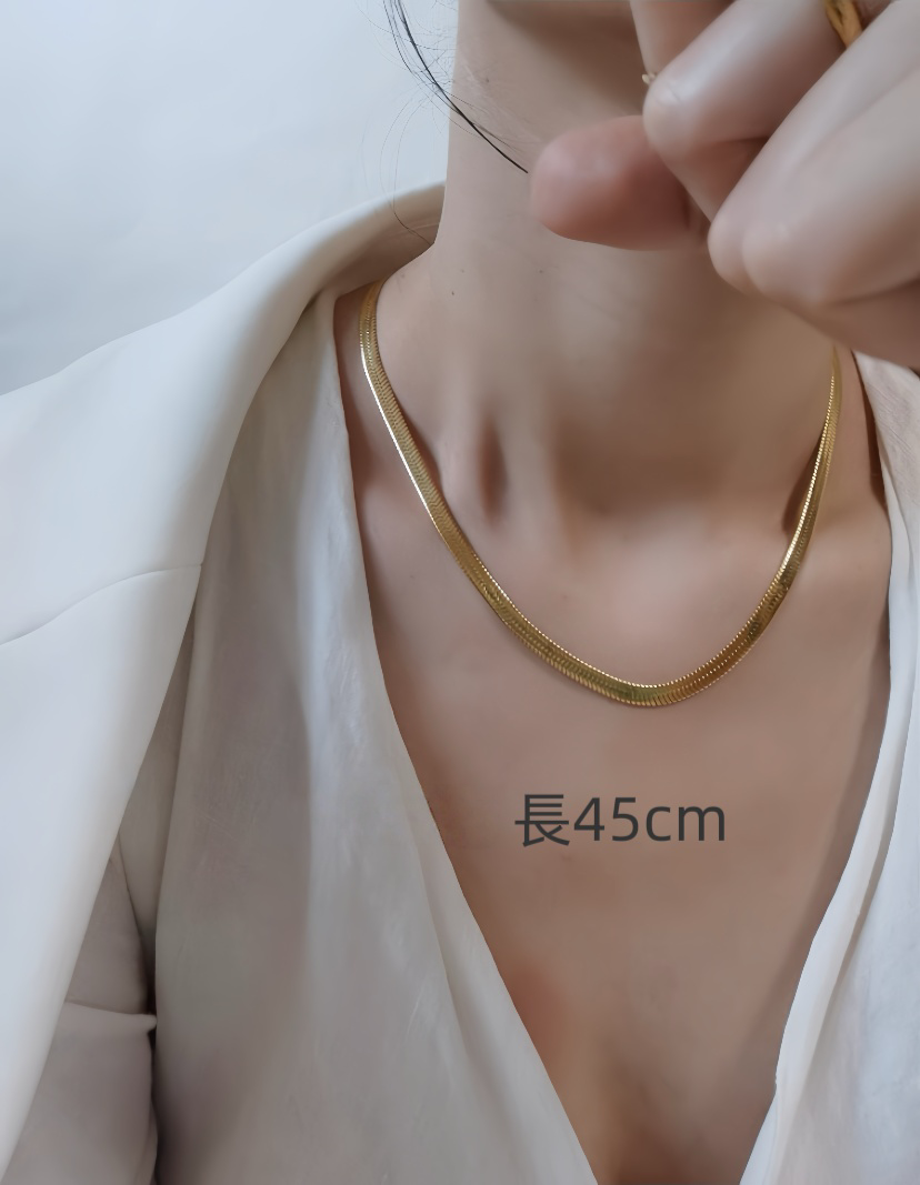 JW21681- S925純銀扁蛇骨項鍊4.5mm (2色)