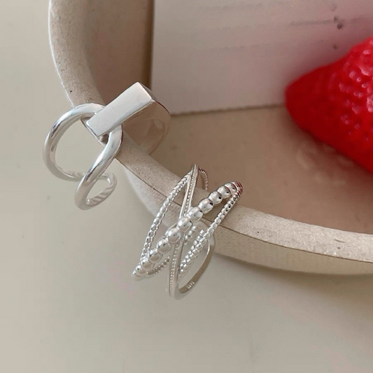 JW21690- S925純銀小眾幾何開口戒指