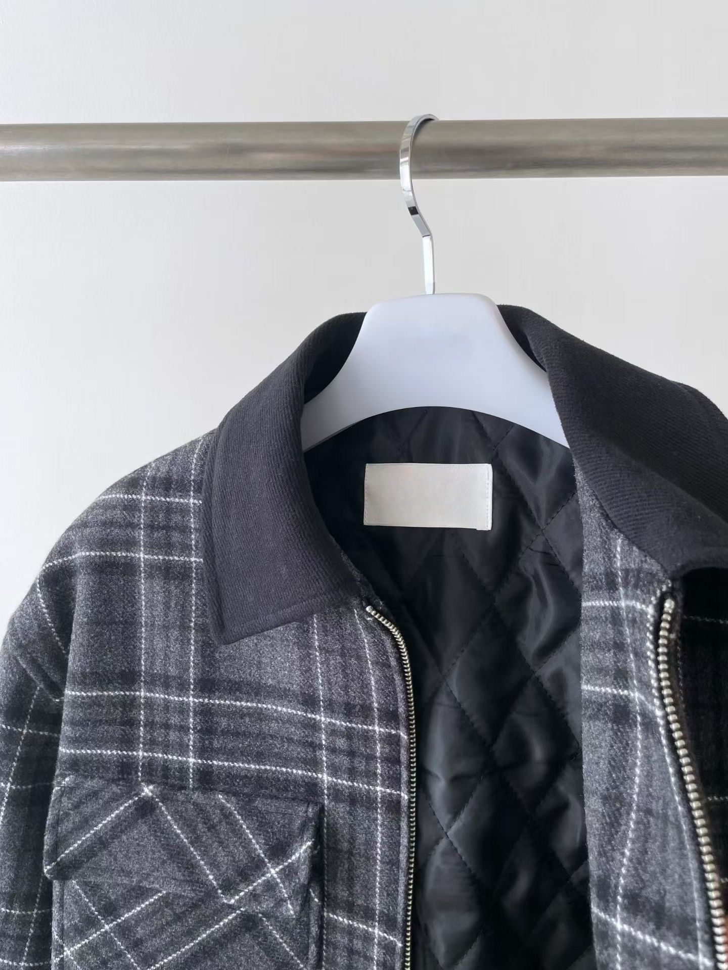 OT22028- 韓國設計師款學院風格紋毛呢短版外套