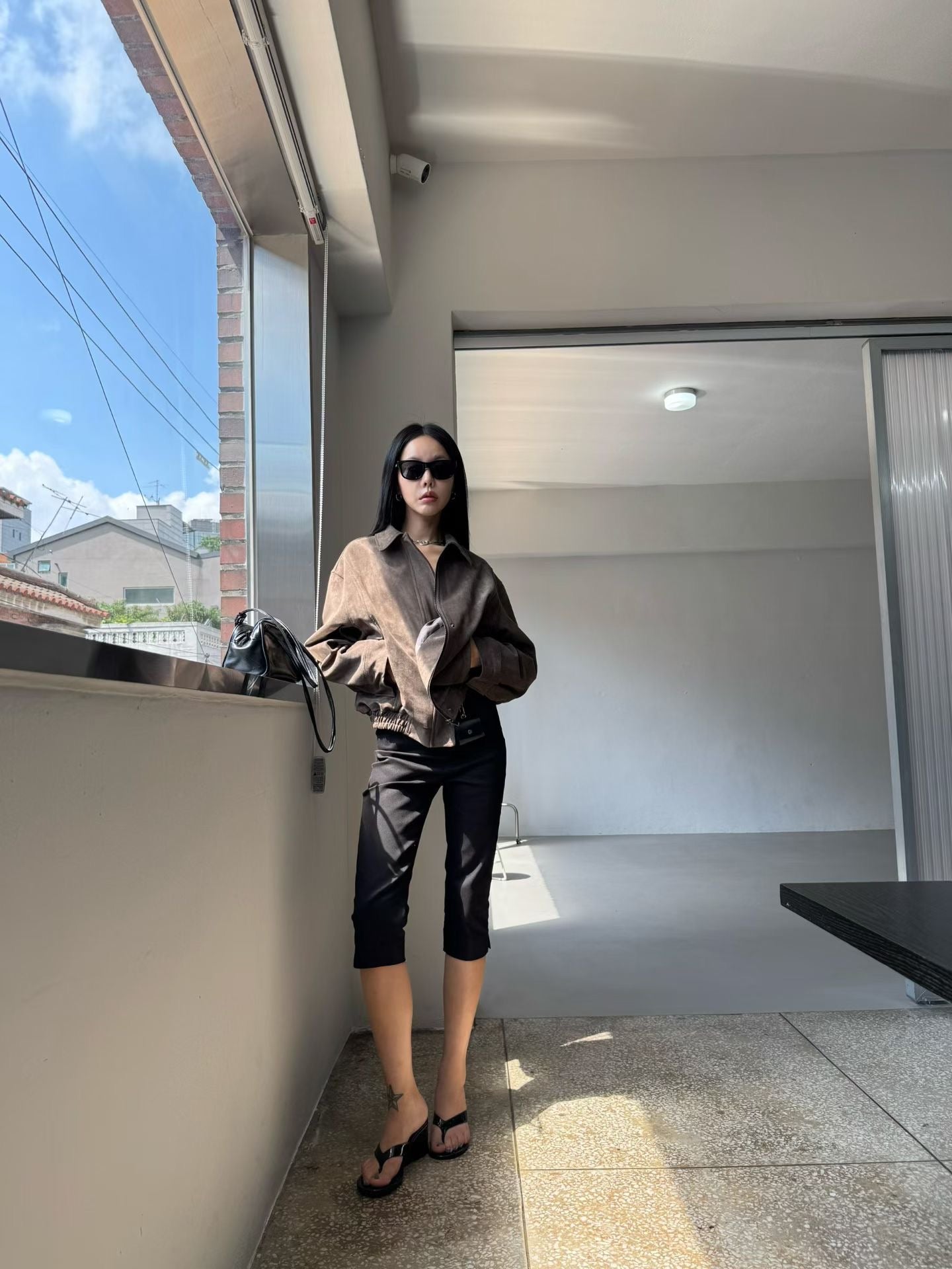 OT22031- 韓國復古麂皮絨寬鬆外套