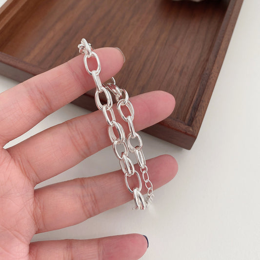 JW21608- 高級感純銀重工鏤空粗鏈條手鍊