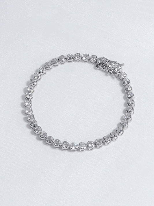 JW21712- 925純銀高碳鑽愛心手鍊