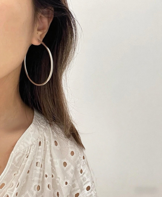 JW21616D- 歐美風百搭純銀圈形耳環永不過時 6CM