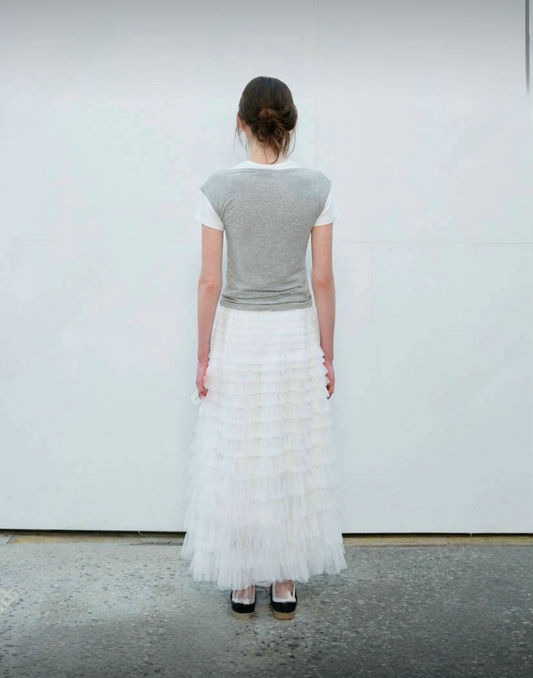 SK21162- 浪漫荷葉邊網紗長裙