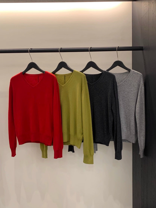 TP21982- 韓國頂級舒適純羊毛V領針織衫