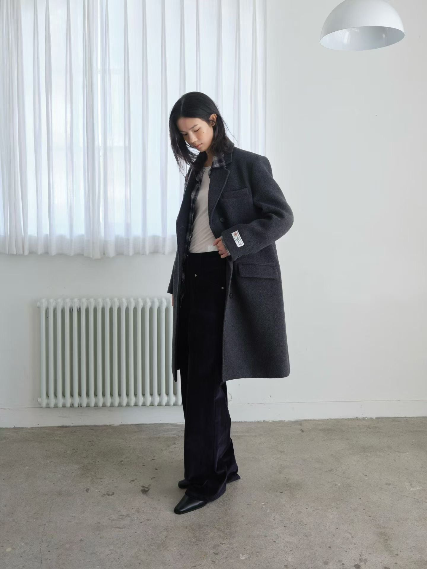 OT22029- 韓國設計師款質感西裝領長大衣