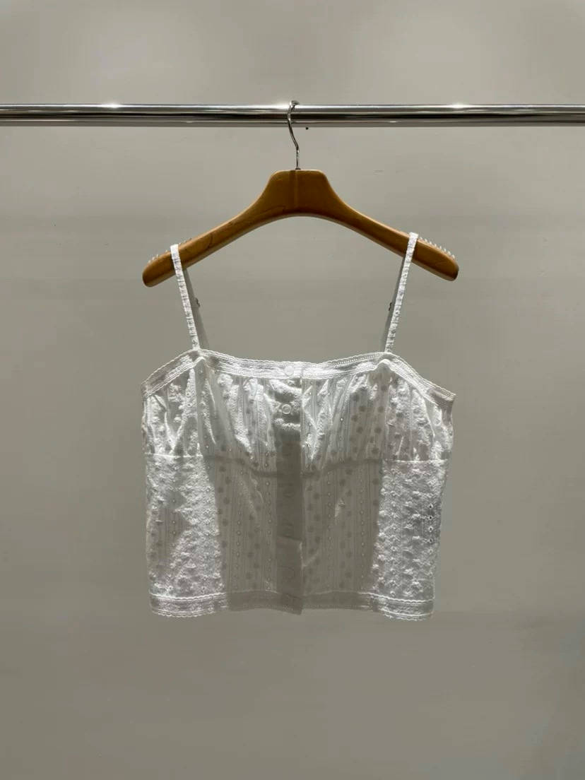 SK21115- 时髦减龄蕾絲細肩帶修身吊帶背心多層次荷葉邊短裙套裝