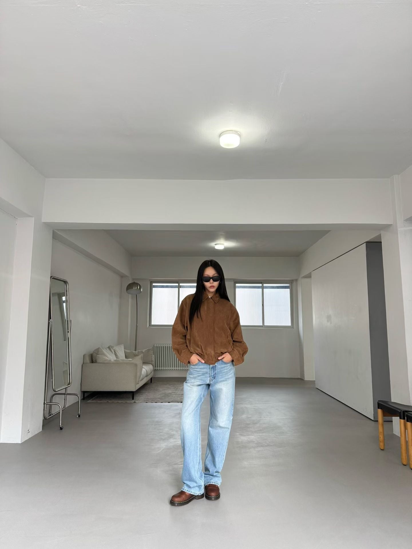 OT22031- 韓國復古麂皮絨寬鬆外套