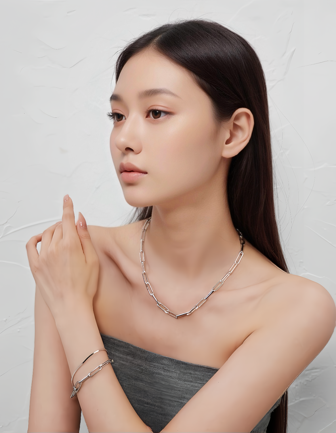JW21660- 歐美風純銀回形針項鍊
