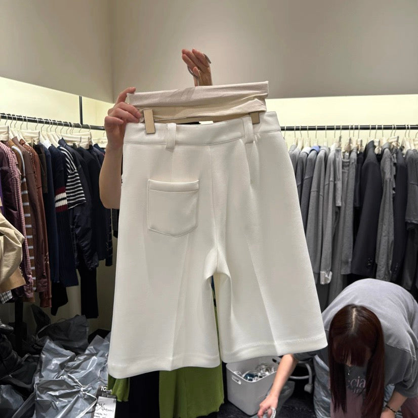 PT21879 - Korean Fashion Versatile High-Waisted Slimming Casual Bermuda Shorts (Without Waistband)