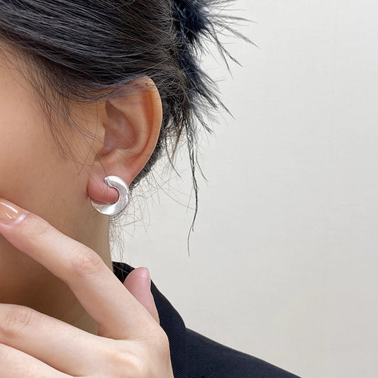 JW21600- 光面簡約C字純銀耳環