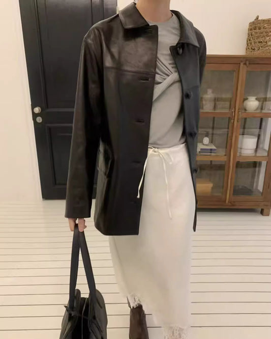 SK21923- 韓國法式輕奢蕾絲絲緞修身中長裙