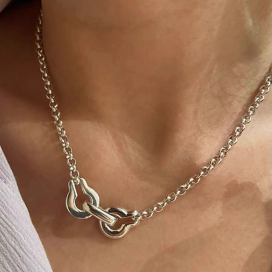 JW21632- S925純銀連結環鎖骨鏈鎖扣鏈