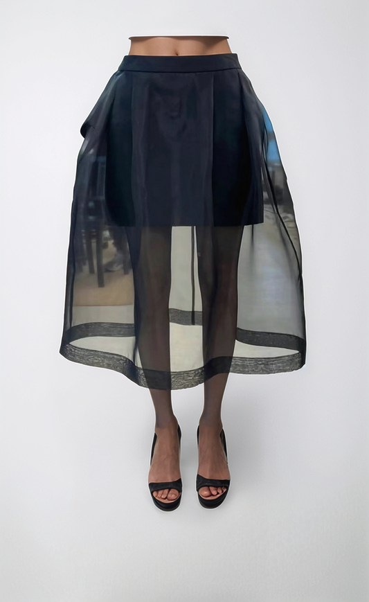 SK21138- 輕盈透視輕盈風琴褶半身裙