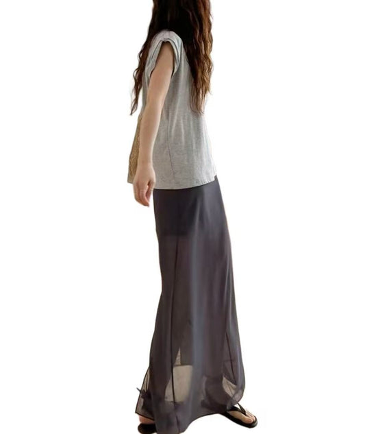 SK21216- 雙層薄紗長裙:若隱若現魅力十足