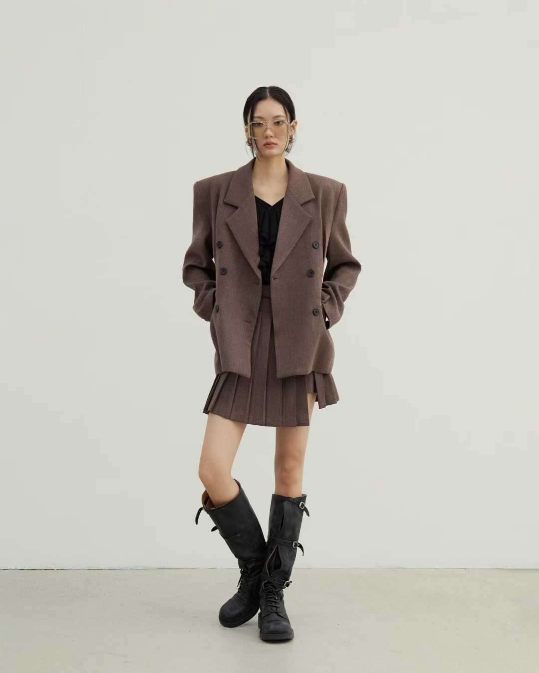 ST22001- 韓國雙排扣氣質百搭通勤西服外套