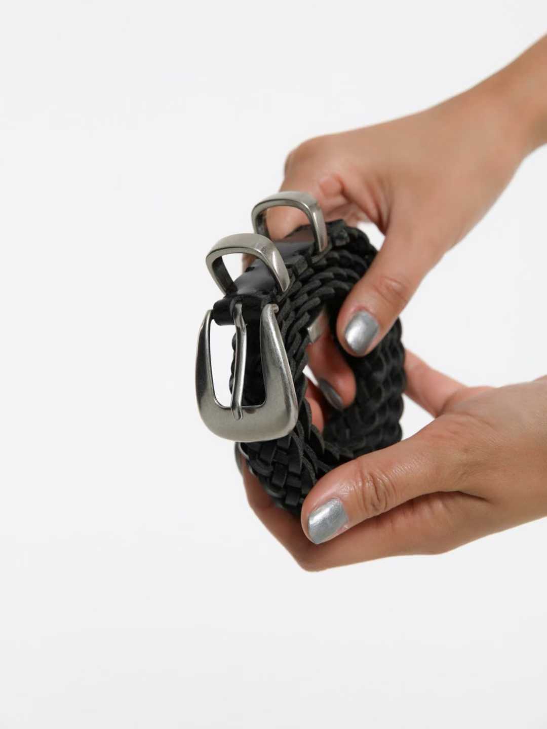 AC22030- 韓國手工編織真牛皮腰帶