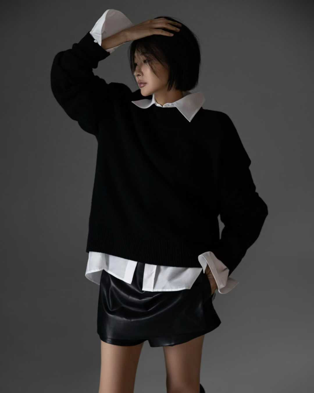 TP22022- 韓國羊絨寬鬆圓領長袖毛衣