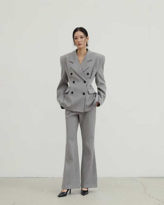 ST22001- 韓國雙排扣氣質百搭通勤西服外套