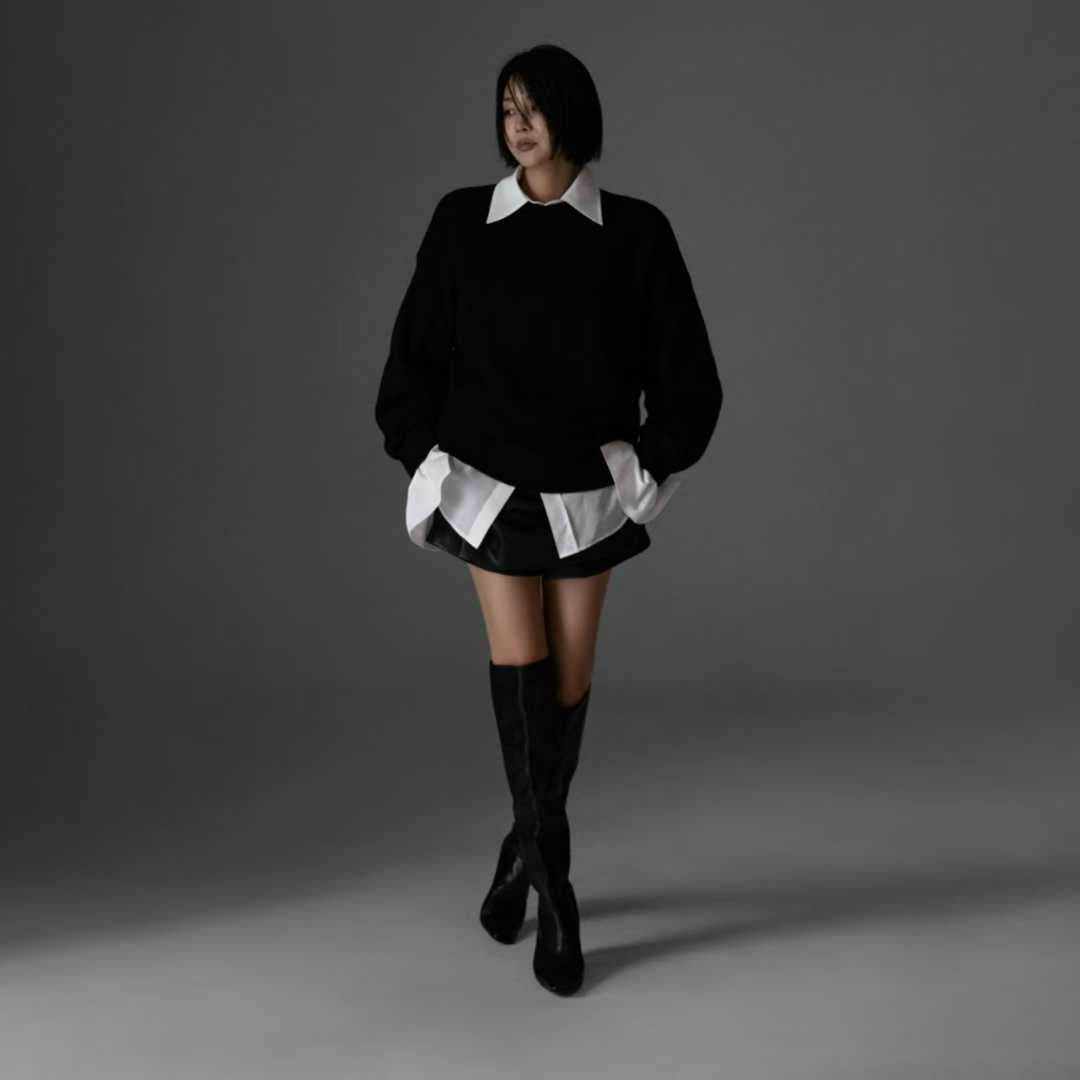 TP22022- 韓國羊絨寬鬆圓領長袖毛衣