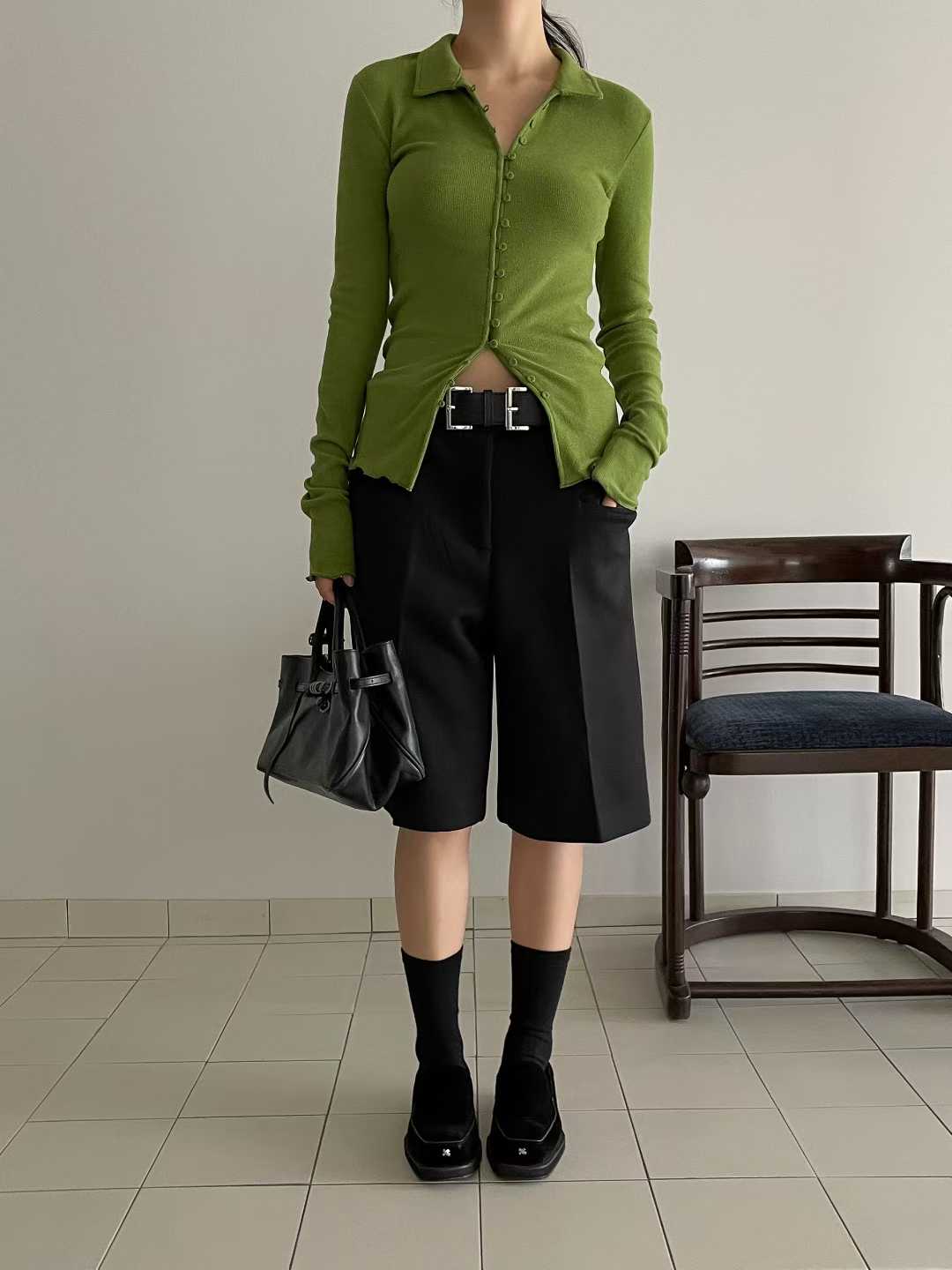 PT21879 - Korean Fashion Versatile High-Waisted Slimming Casual Bermuda Shorts (Without Waistband)