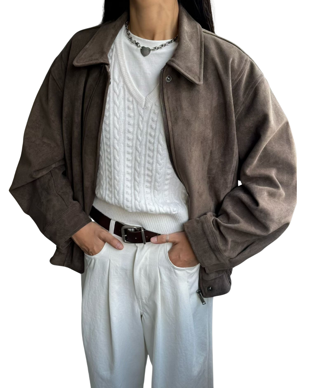 OT22031- 韓國復古麂皮絨寬鬆外套