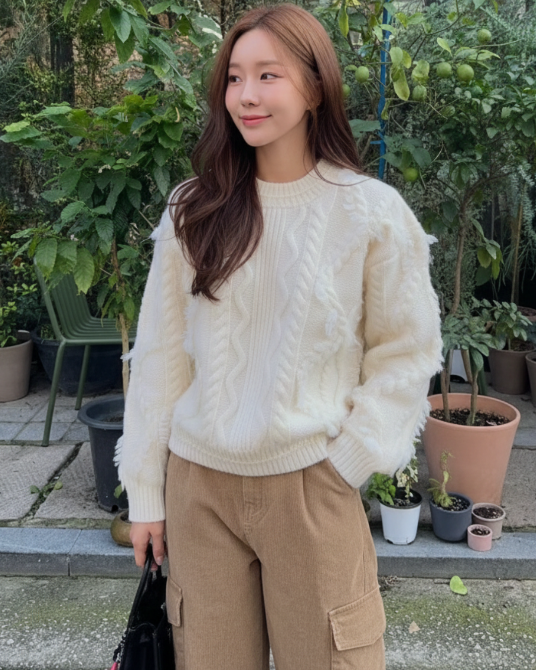 TP22079- 韓國羊毛麻花手工長袖毛衣