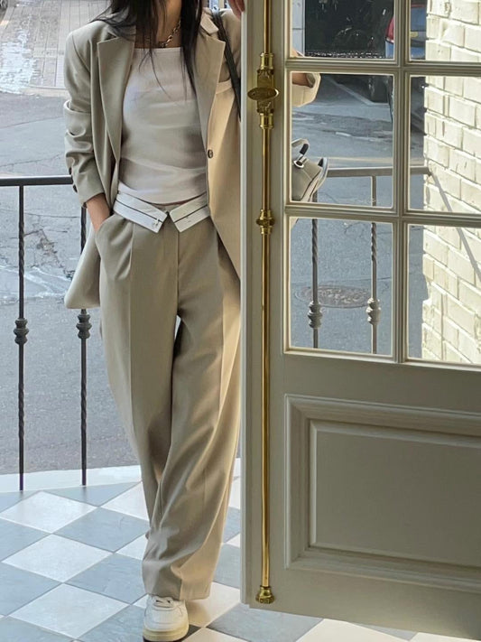 ST11176A-韓國簡約氣質西裝長褲套裝