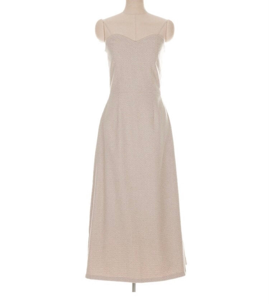 DS11178-韓圍復古優雅心形領羊毛混紡抹胸長裙 (Re-stock)