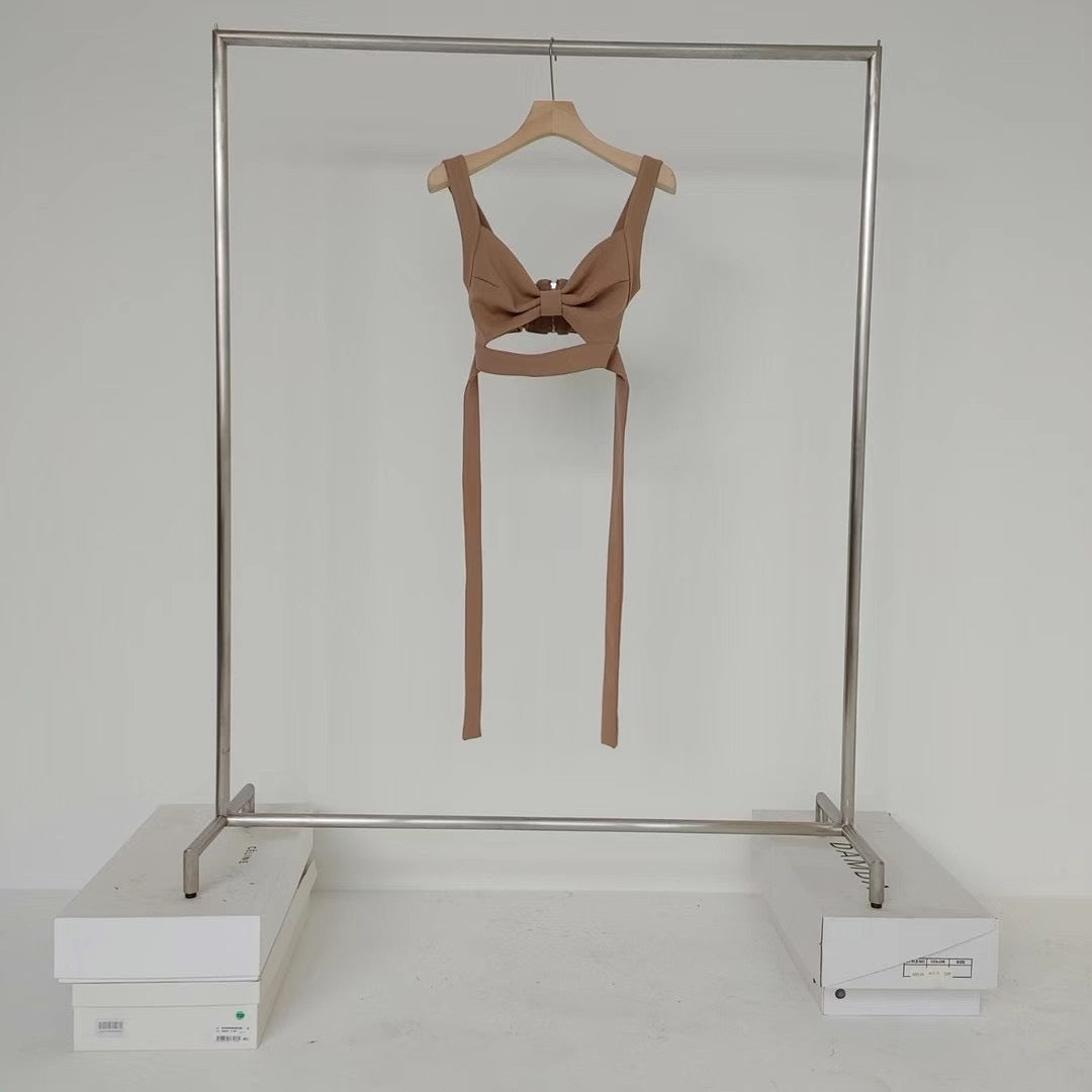 ST11162A2- 韓國迷人高貴鏤空吊帶背心與半身長裙套裝 Solid color