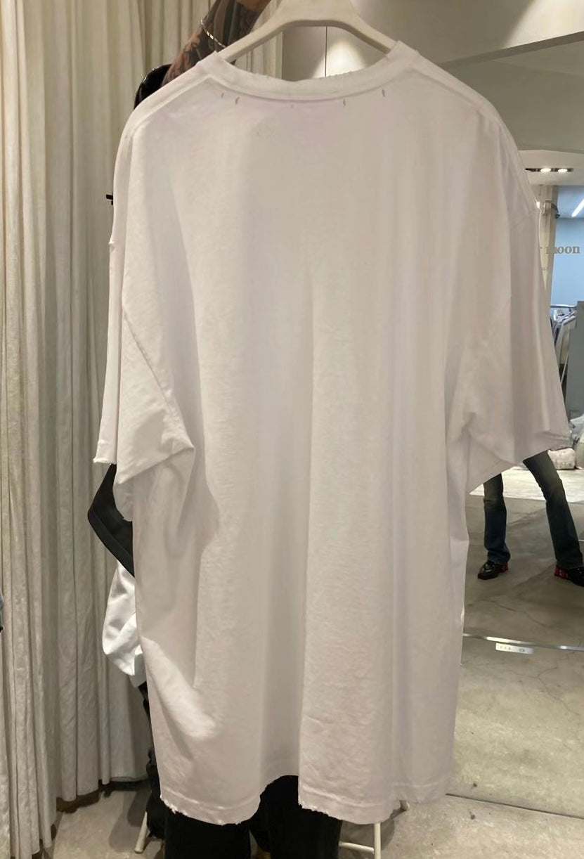 TP11236B- 韓國嘻哈磨爛破洞短袖oversize T-shirt