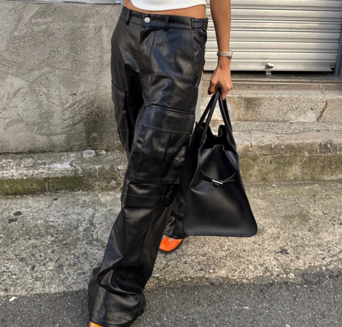 PT22093- 韓國個性前衛PU皮革長褲