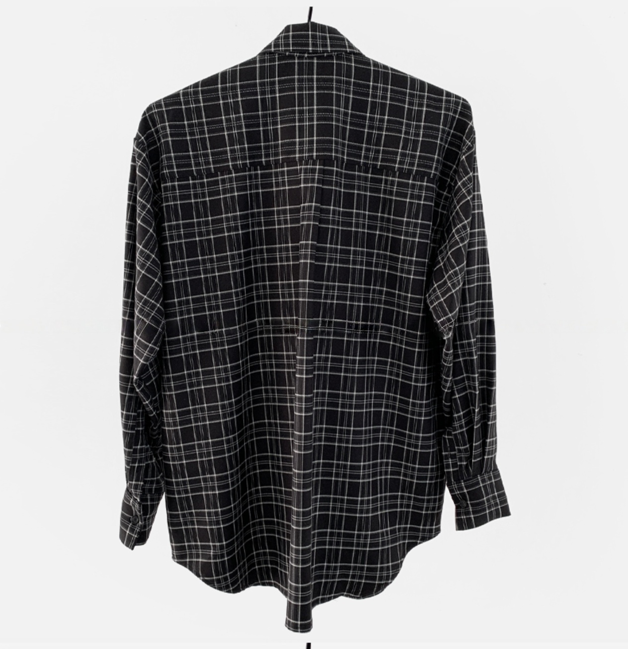 TP22073- 韓國設計師款復古浪漫格紋荷葉邊長袖襯衫