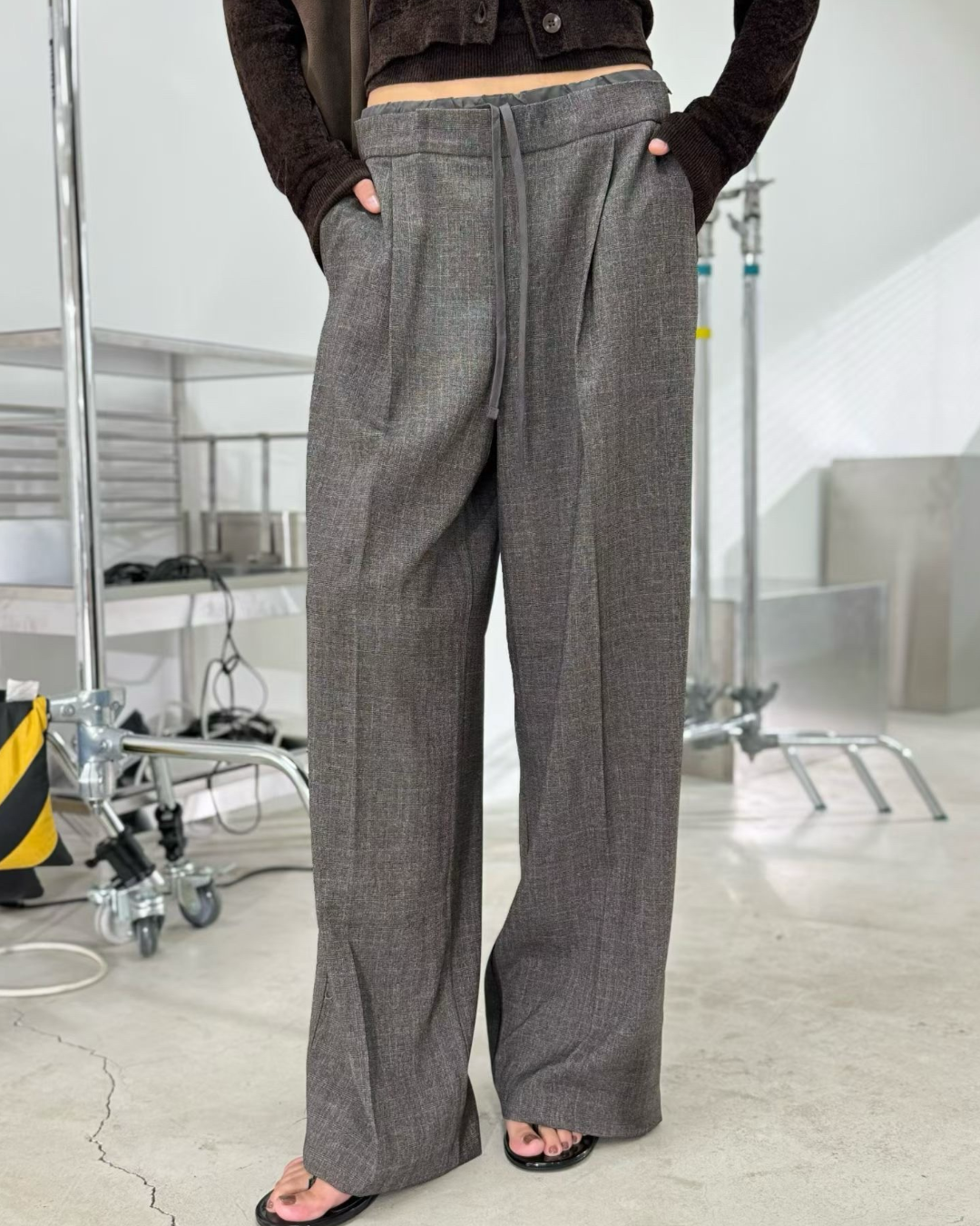 PT22021-  韓系氣場寬鬆抽繩設計感闊腿褲