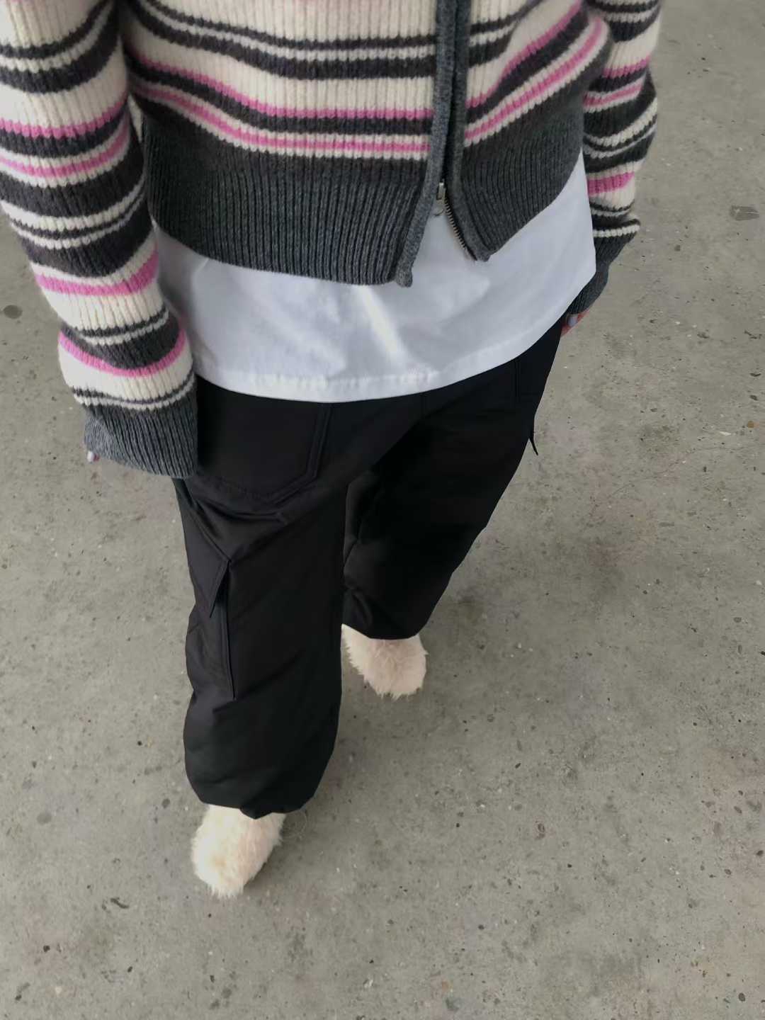 TP22080- 韓國高質感羊駝毛混紡條紋休閒針織外套