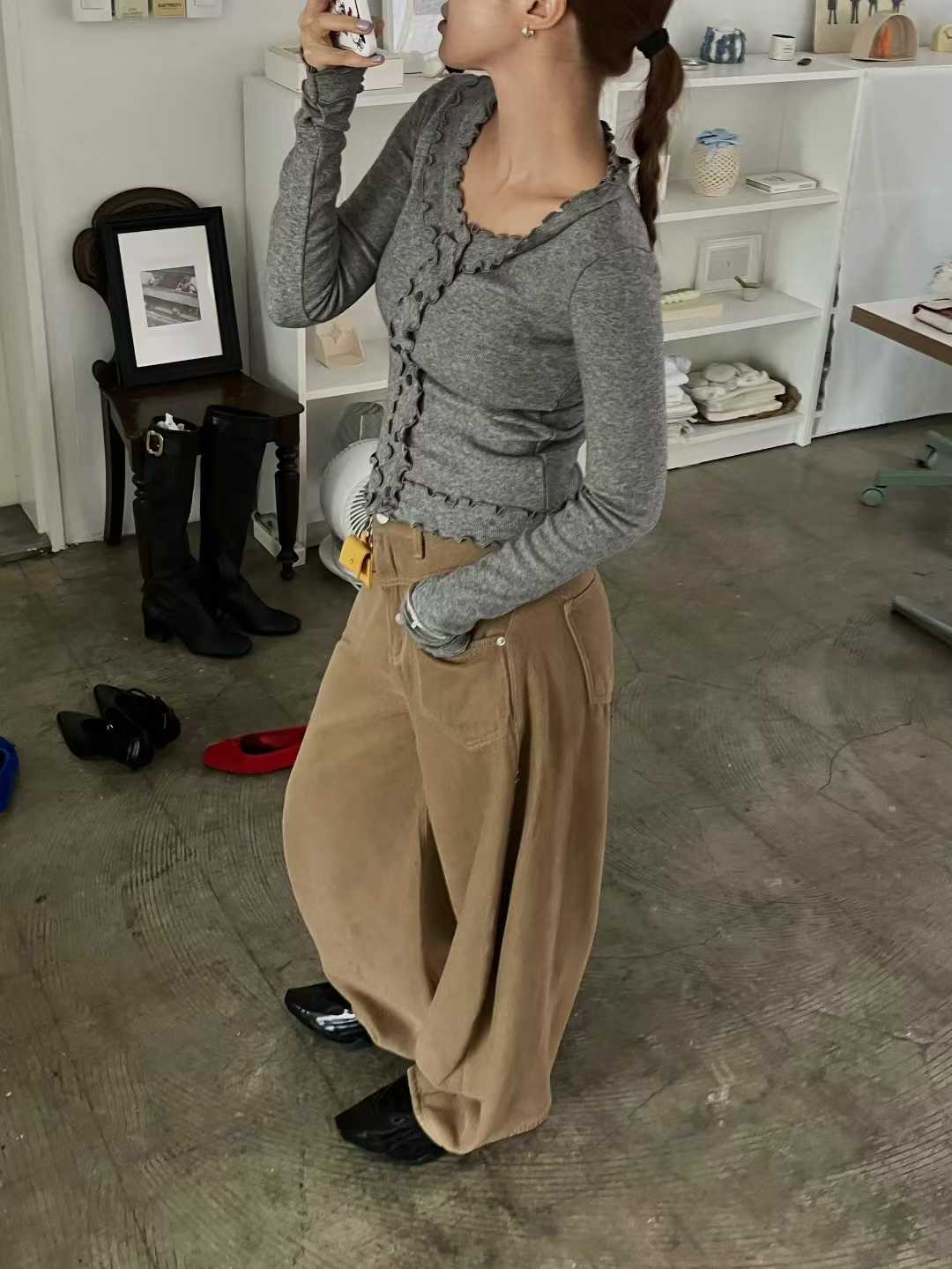 PT22081- 韓國寛鬆牛仔褲底加绒