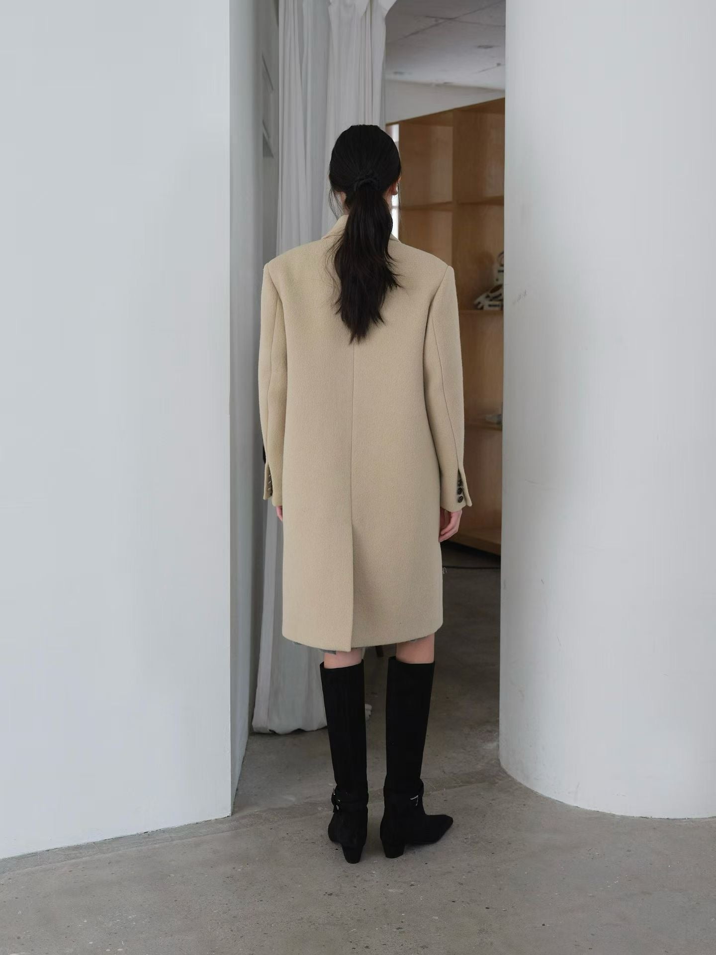 OT22029- 韓國設計師款質感西裝領長大衣