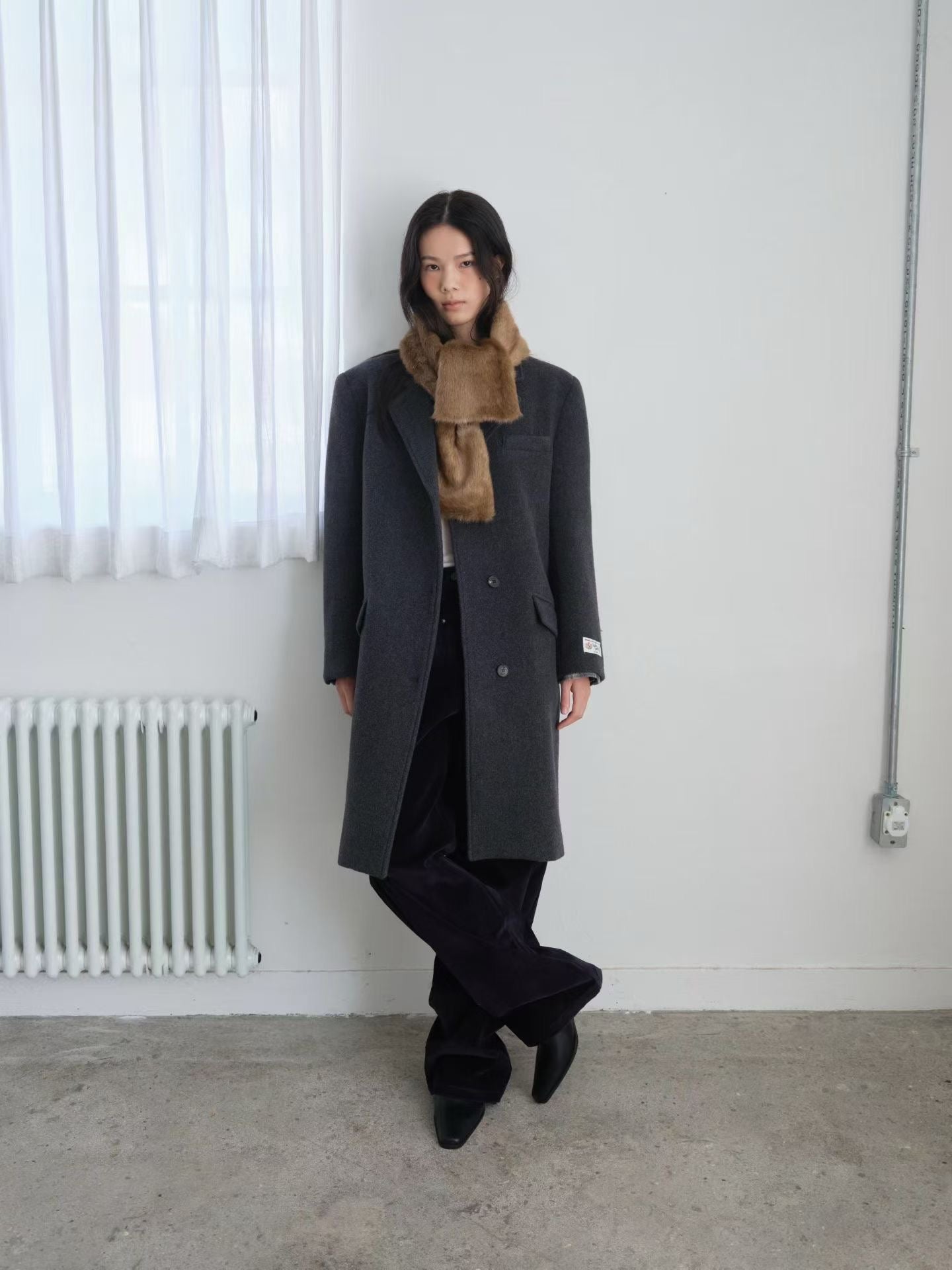 OT22029- 韓國設計師款質感西裝領長大衣