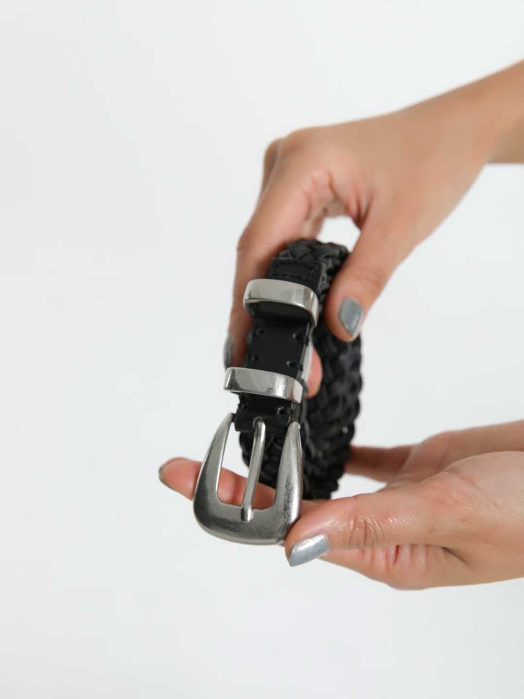 AC22030- 韓國手工編織真牛皮腰帶